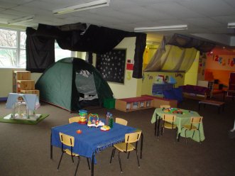 Classroom with low light areas in St. Vincent Primary School in Birmingham